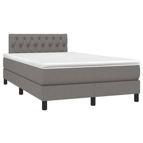 Krevet box spring s madracem LED tamnosivi 120 x 200 cm tkanina - Tamno siva 120 x 200 cm Dizajn s gumbima Cijena