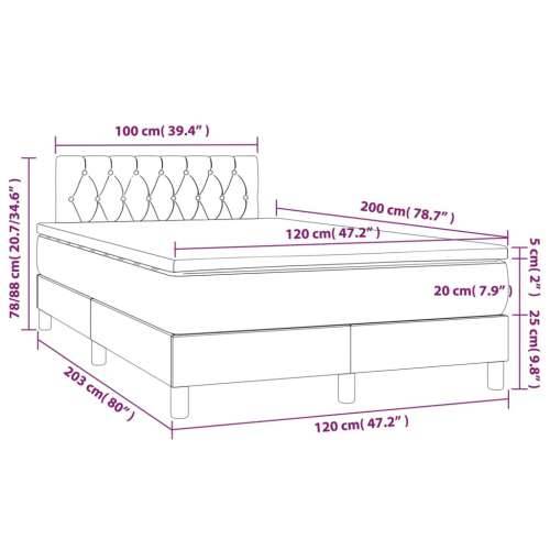 Krevet box spring s madracem LED tamnosivi 120 x 200 cm tkanina - Tamno siva 120 x 200 cm Dizajn s gumbima Cijena