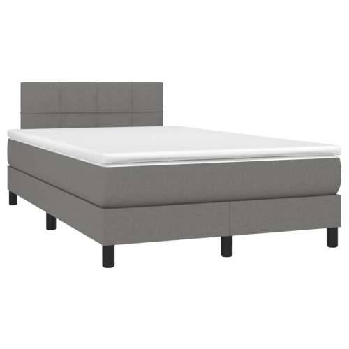 Krevet box spring s madracem LED tamnosivi 120 x 200 cm tkanina - Tamno siva 120 x 200 cm Blok s kvadratima Cijena