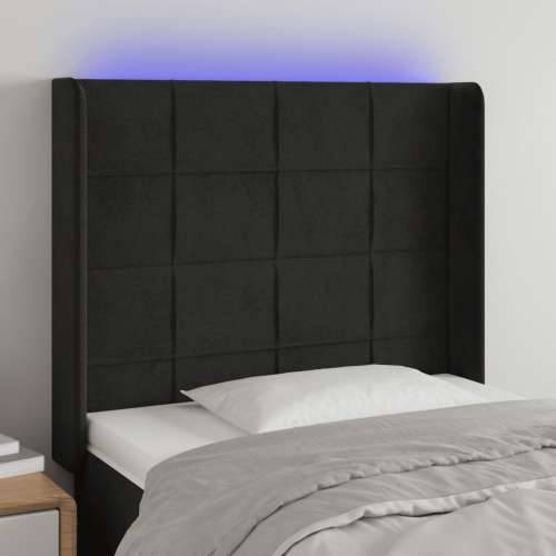 LED uzglavlje crno 93x16x118/128 cm baršunasto - Crna 93 x 16 x 118/128 cm 1 Cijena
