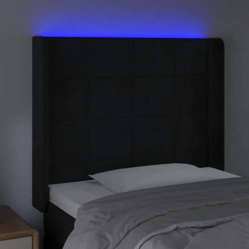 LED uzglavlje crno 93x16x118/128 cm baršunasto - Crna 93 x 16 x 118/128 cm 1 Cijena