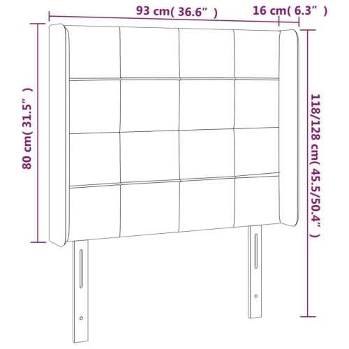 LED uzglavlje crno 93x16x118/128 cm baršunasto - Crna 93 x 16 x 118/128 cm 1 Cijena