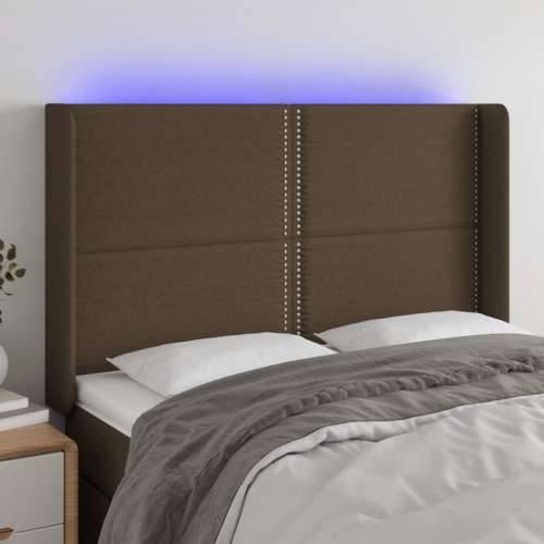 LED uzglavlje tamnosmeđe 147x16x118/128 cm od tkanine - Tamno smeđa 147 x 16 x 118/128 cm 1 Cijena