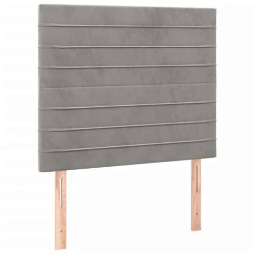 Krevet box spring s madracem LED svjetlosivi 80x200 cm baršun - Svjetlosiva 80 x 200 cm vodoravne pruge Cijena
