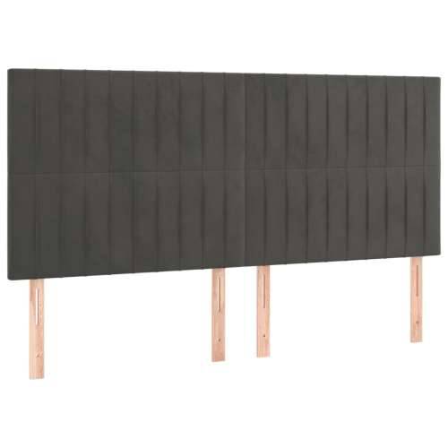 Krevet box spring s madracem LED tamnosivi 160x200 cm baršun - Tamno siva 160 x 200 cm Okomite pruge Cijena