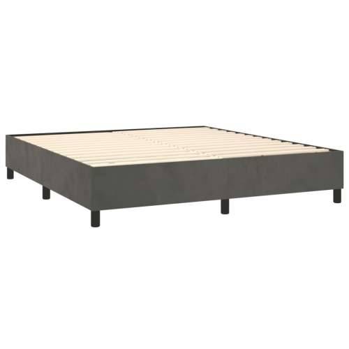 Krevet box spring s madracem LED tamnosivi 180x200 cm baršun - Tamno siva 180 x 200 cm Dizajn s gumbima Cijena