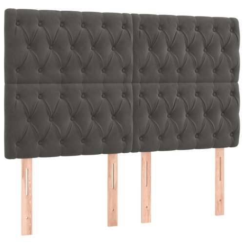Krevet box spring s madracem LED tamnosivi 180x200 cm baršun - Tamno siva 180 x 200 cm Dizajn s gumbima Cijena