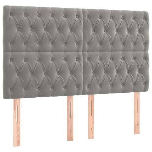 Krevet box spring s madracem LED svjetlosivi 160x200 cm baršun - Svjetlosiva 160 x 200 cm Dizajn s gumbima Cijena