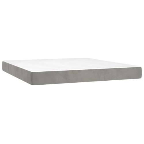 Krevet box spring s madracem LED svjetlosivi 160x200 cm baršun - Svjetlosiva 160 x 200 cm Gladak dizajn Cijena