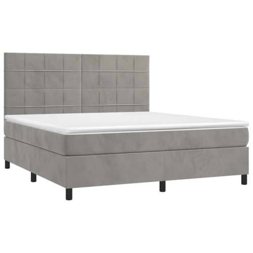 Krevet box spring s madracem LED svjetlosivi 160x200 cm baršun - Svjetlosiva 160 x 200 cm Blok s kvadratima Cijena