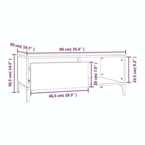 Stolić za kavu boja sivog hrasta 90x50x36,5cm konstruirano drvo - Sivi hrast sonoma 1 Cijena