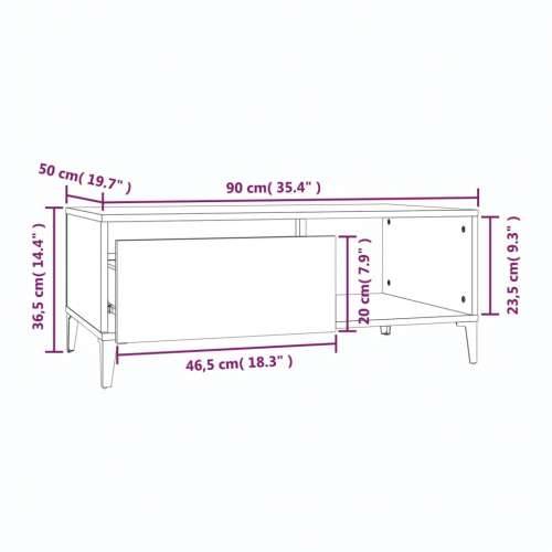 Stolić za kavu boja betona 90x50x36,5 cm konstruirano drvo - Beton siva 1 Cijena