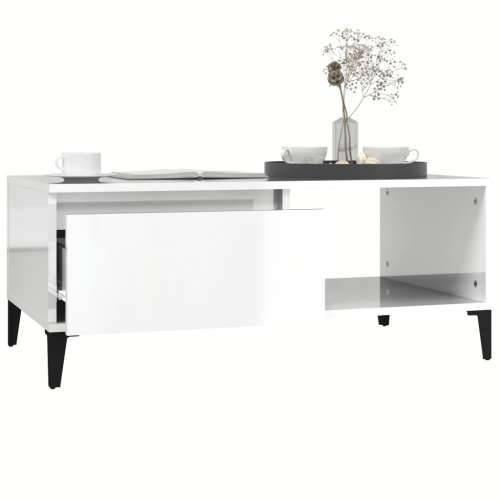 Stolić za kavu sjajni bijeli 90x50x36,5 cm konstruirano drvo - Visoko sjajno bijela 1 Cijena