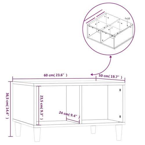 Stolić za kavu boja betona 60x50x36,5 cm konstruirano drvo - Beton siva 1 Cijena