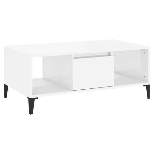 Stolić za kavu sjajni bijeli 90x50x36,5 cm konstruirano drvo - Visoko sjajno bijela 1 Cijena