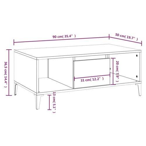 Stolić za kavu sjajni bijeli 90x50x36,5 cm konstruirano drvo - Visoko sjajno bijela 1 Cijena