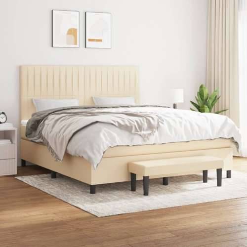 Krevet s oprugama i madracem krem 160x200 cm od tkanine - Krema 160 x 200 cm Okomite pruge Cijena