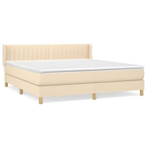 Krevet s oprugama i madracem krem 160x200 cm od tkanine - Krema 160 x 200 cm Okomite pruge Cijena
