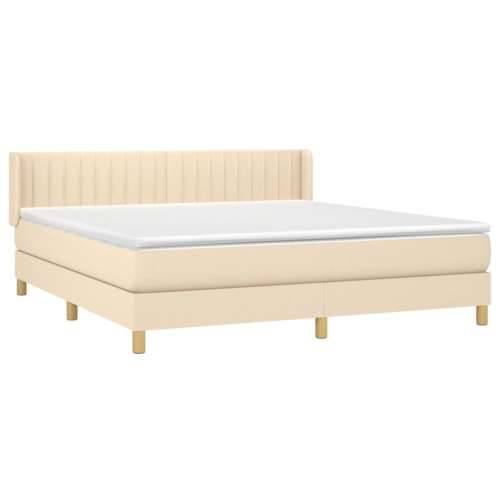 Krevet s oprugama i madracem krem 160x200 cm od tkanine - Krema 160 x 200 cm Okomite pruge Cijena