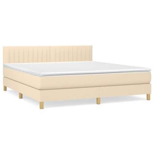 Krevet s oprugama i madracem krem 160x200 cm od tkanine - Krema 160 x 200 cm Okomite pruge Cijena