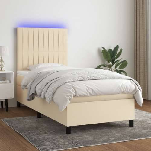 Krevet box spring s madracem LED krem 80 x 200 cm od tkanine - Krema 80 x 200 cm Okomite pruge Cijena
