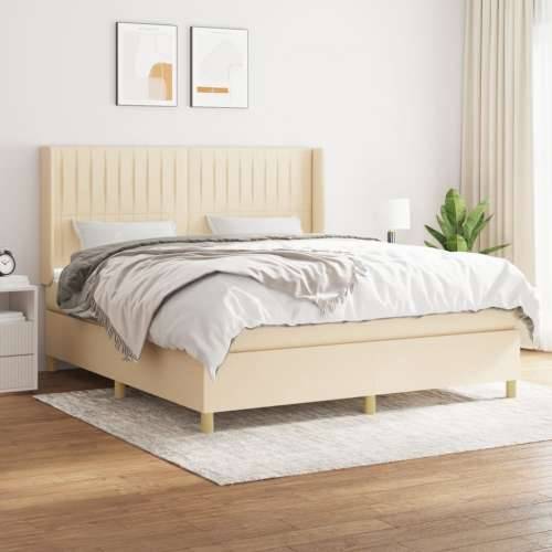 Krevet s oprugama i madracem krem 160x200 cm od tkanine - Krema 160 x 200 cm Okomite pruge Cijena