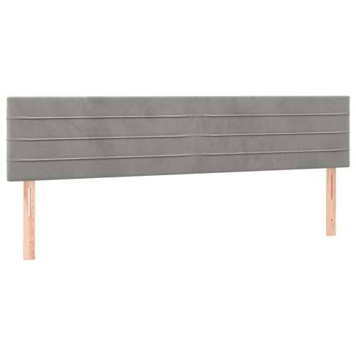 Krevet box spring s madracem LED svjetlosivi 200x200 cm baršun - Svjetlosiva 200 x 200 cm vodoravne pruge Cijena