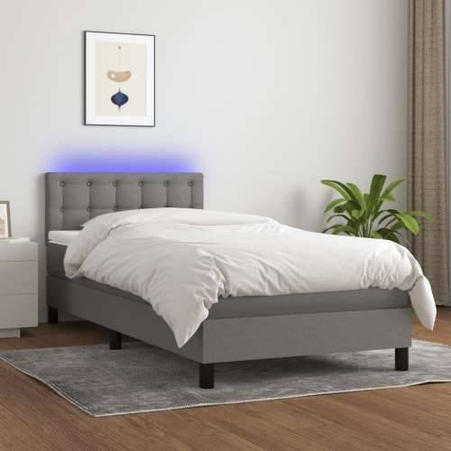 Krevet box spring s madracem LED tamnosivi 80 x 200 cm tkanina - Tamno siva 80 x 200 cm gumbi Cijena