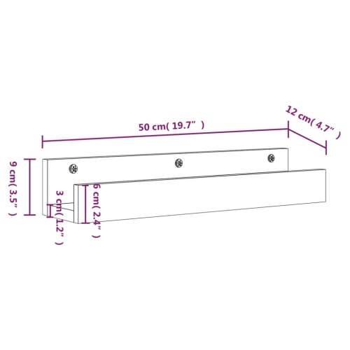 Zidne police 2 kom sive 50 x 12 x 9 cm od masivne borovine - Siva 50 x 12 x 9 cm 1 Cijena