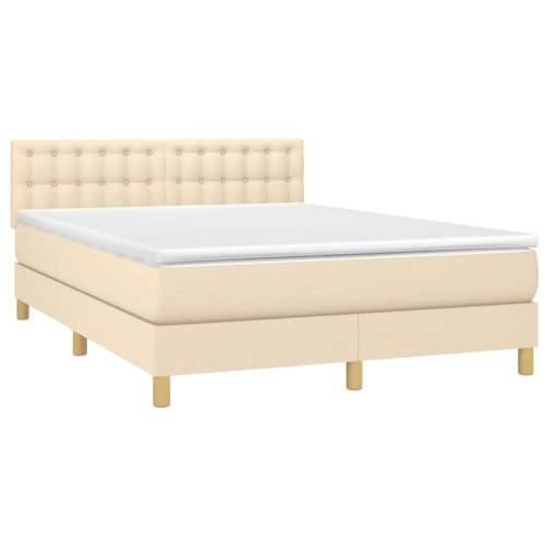 Krevet s oprugama i madracem krem 140x200 cm od tkanine - Krema 140 x 200 cm gumbi Cijena