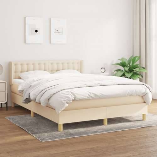 Krevet s oprugama i madracem krem 140x200 cm od tkanine - Krema 140 x 200 cm gumbi Cijena