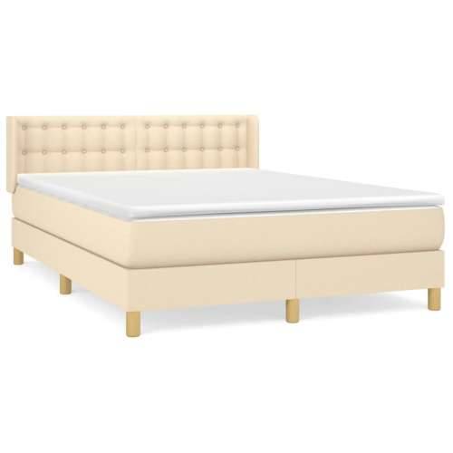 Krevet s oprugama i madracem krem 140x200 cm od tkanine - Krema 140 x 200 cm gumbi Cijena