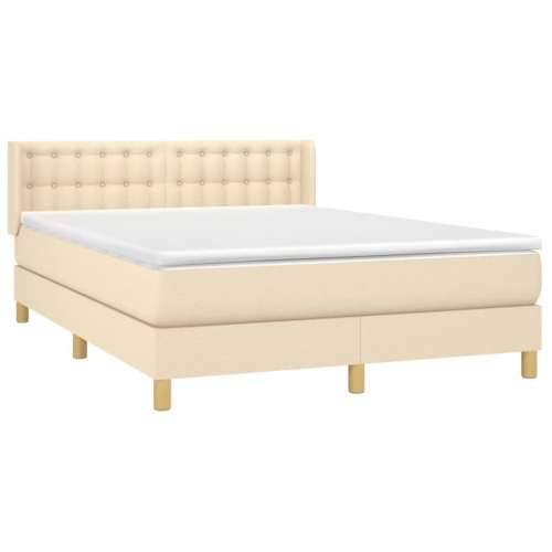 Krevet s oprugama i madracem krem 140x200 cm od tkanine - Krema 140 x 200 cm gumbi Cijena