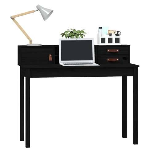 Radni stol crni 110 x 50 x 93 cm od masivne borovine Cijena