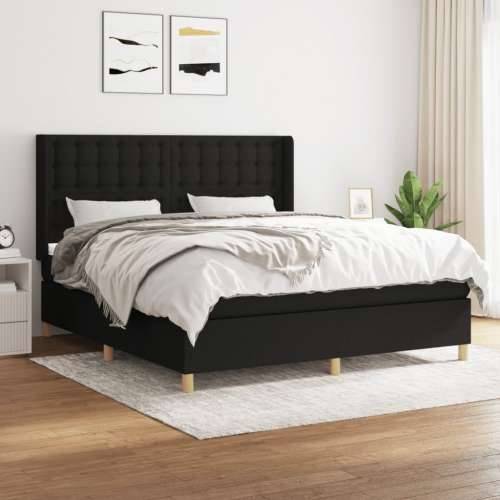 Krevet s oprugama i madracem crni 160x200 cm od tkanine - Crna 160 x 200 cm gumbi Cijena