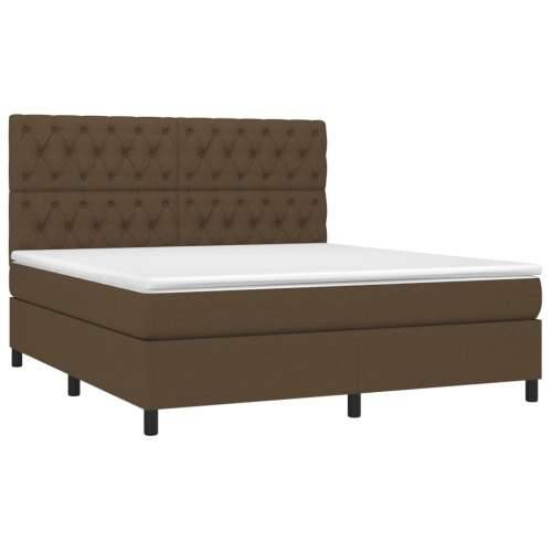 Krevet box spring s madracem LED tamnosmeđi 160x200 cm tkanina - Tamno smeđa 160 x 200 cm Dizajn s gumbima Cijena