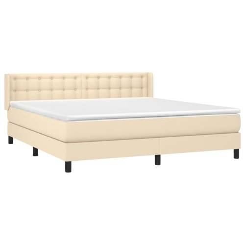 Krevet s oprugama i madracem krem 160x200 cm od tkanine Krema 160 x 200 cm gumbi Cijena