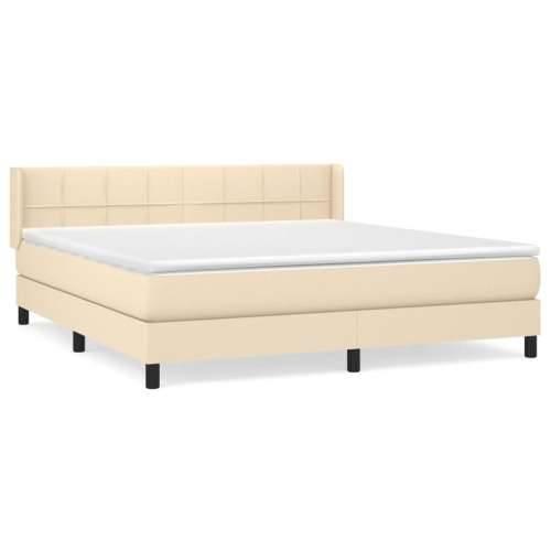 Krevet s oprugama i madracem krem 160x200 cm od tkanine - Krema 160 x 200 cm Blok s kvadratima Cijena