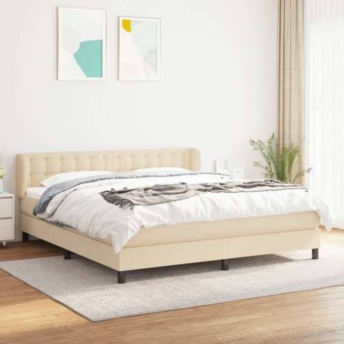 Krevet s oprugama i madracem krem 160x200 cm od tkanine - Krema 160 x 200 cm gumbi Cijena