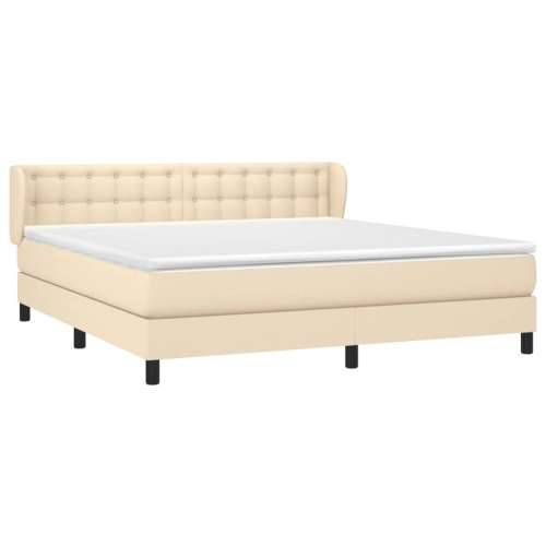 Krevet s oprugama i madracem krem 160x200 cm od tkanine - Krema 160 x 200 cm gumbi Cijena