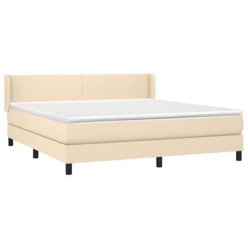 Krevet s oprugama i madracem krem 160x200 cm od tkanine Krema 160 x 200 cm Gladak dizajn Cijena