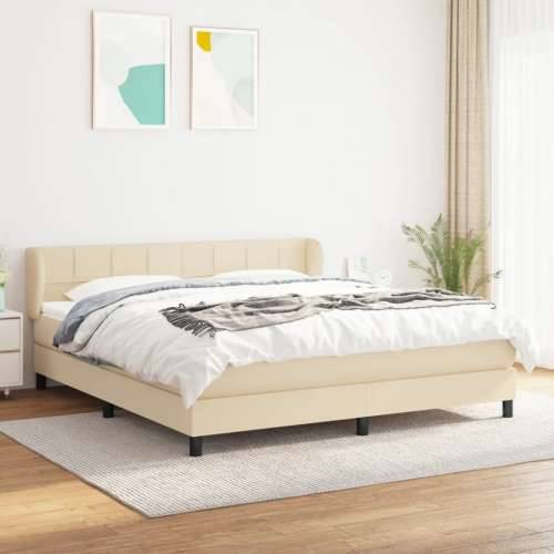 Krevet s oprugama i madracem krem 160x200 cm od tkanine - Krema 160 x 200 cm Blok s kvadratima Cijena