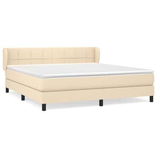 Krevet s oprugama i madracem krem 160x200 cm od tkanine - Krema 160 x 200 cm Blok s kvadratima Cijena