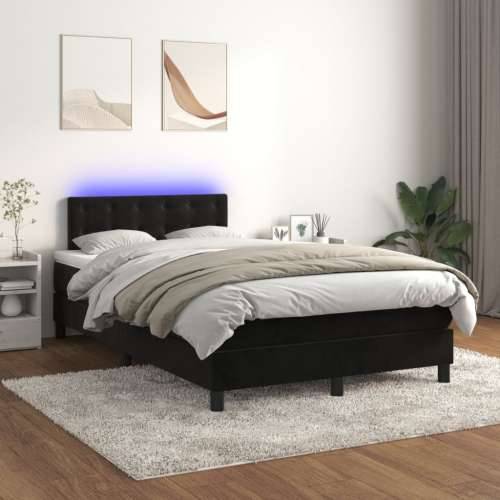 Krevet box spring s madracem LED crni 120 x 200 cm baršun - Crna 120 x 200 cm gumbi Cijena