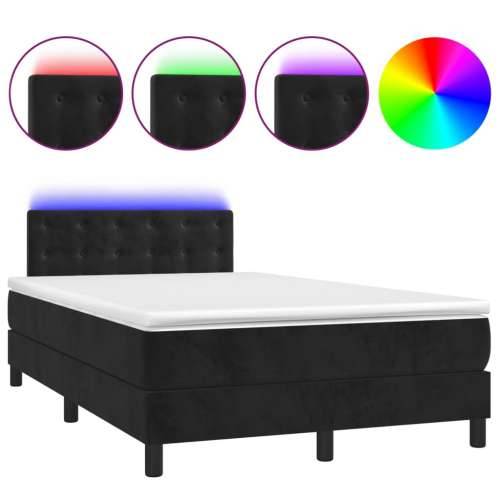 Krevet box spring s madracem LED crni 120 x 200 cm baršun - Crna 120 x 200 cm gumbi Cijena