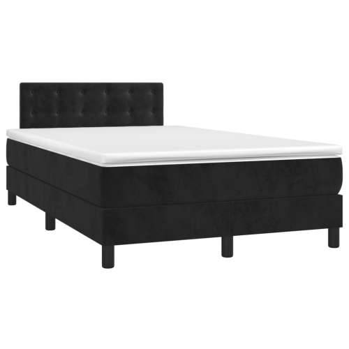 Krevet box spring s madracem LED crni 120 x 200 cm baršun - Crna 120 x 200 cm gumbi Cijena