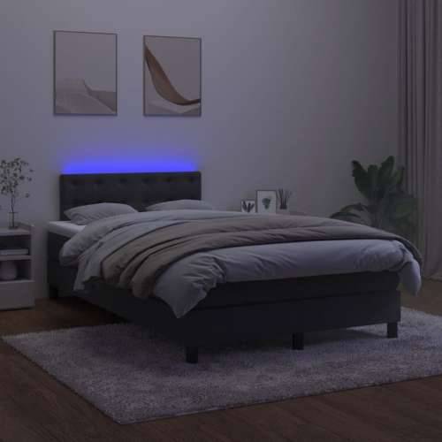 Krevet box spring s madracem LED crni 120 x 200 cm baršun - Crna 120 x 200 cm gumbi Cijena