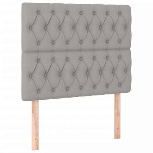 Krevet box spring s madracem LED svjetlosivi 100x200 cm tkanina - Svjetlosiva 100 x 200 cm Dizajn s gumbima Cijena