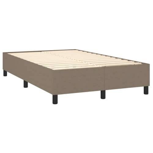 Krevet box spring s madracem LED smeđesivi 120 x 200 cm tkanina - Sivo-smeđa 120 x 200 cm gumbi Cijena