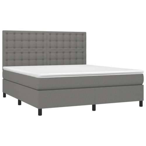 Krevet box spring s madracem LED tamnosivi 160x200 cm tkanina - Tamno siva 160 x 200 cm gumbi Cijena